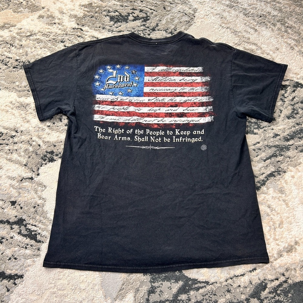 Vintage Y2K 2nd Amendment T Shirt Mens Large Black Grunge Graphic Crew Neck